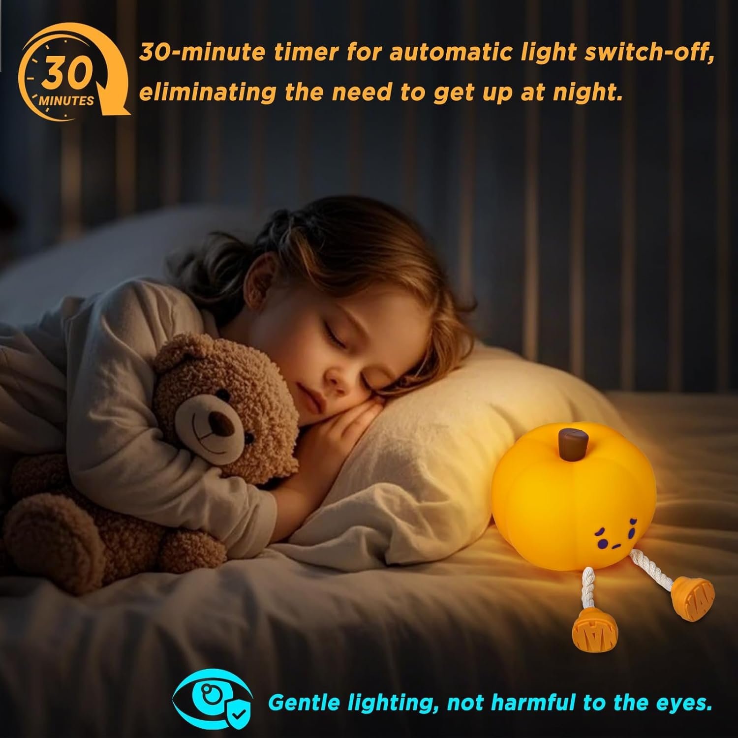 Little Pumpkin Sleep Lamp — Rechargeable Touch Night Light - Image 2