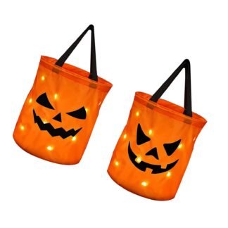 2-Pack LED Light-Up Trick-or-Treat Candy Bags