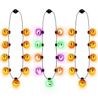3-Pack Halloween Light-Up Pumpkin Necklaces